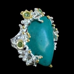 Large Arizona turquoise art ring